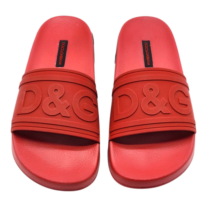 Dolce & Gabbana Logo Saint Barth Rubber Pool Slides Red EU 39 US 9