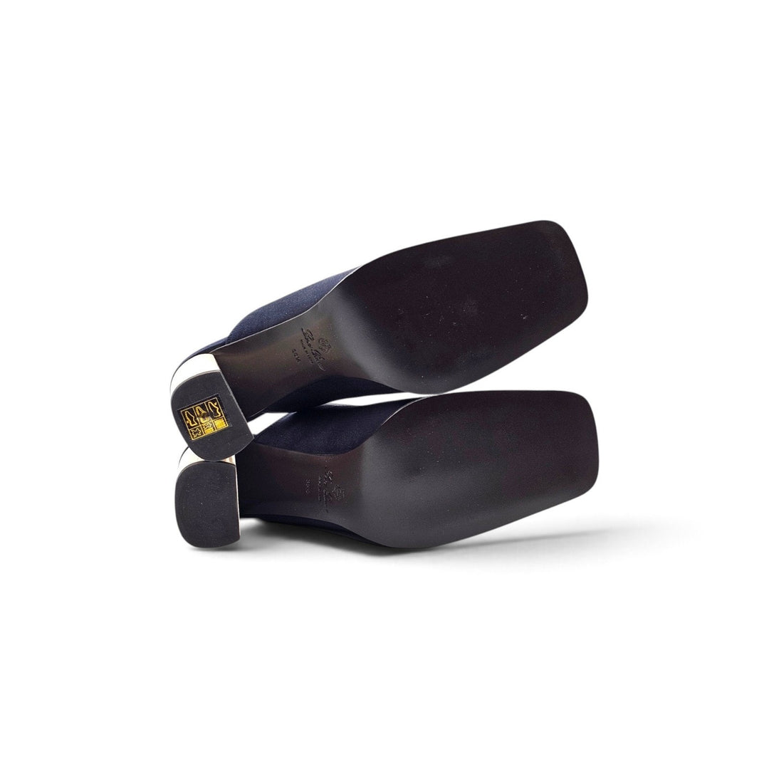 Loro Piana Alba Heeled Mules Neon Navy FAR1163 W1CS EU 39.5 US 9.5 - NWOB $1900