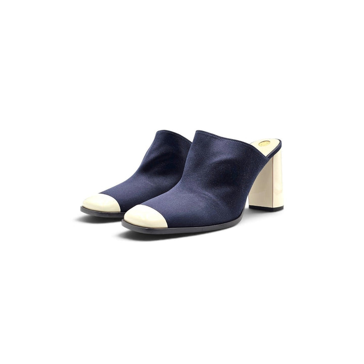 Loro Piana Alba Heeled Mules Neon Navy FAR1163 W1CS EU 38.5 US 8.5 - $1900