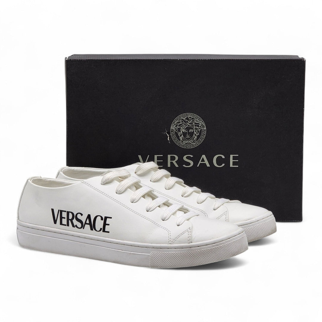 Versace Logo Leather Men’s Low-Top Sneakers White EU 41 US 8 - Preowned