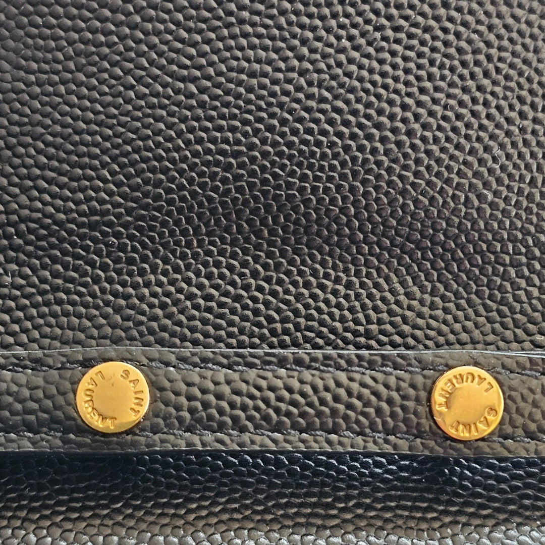 Saint Laurent Monogram Grain De Poudre Leather Wallet On Chain WOC Bag Black GHW