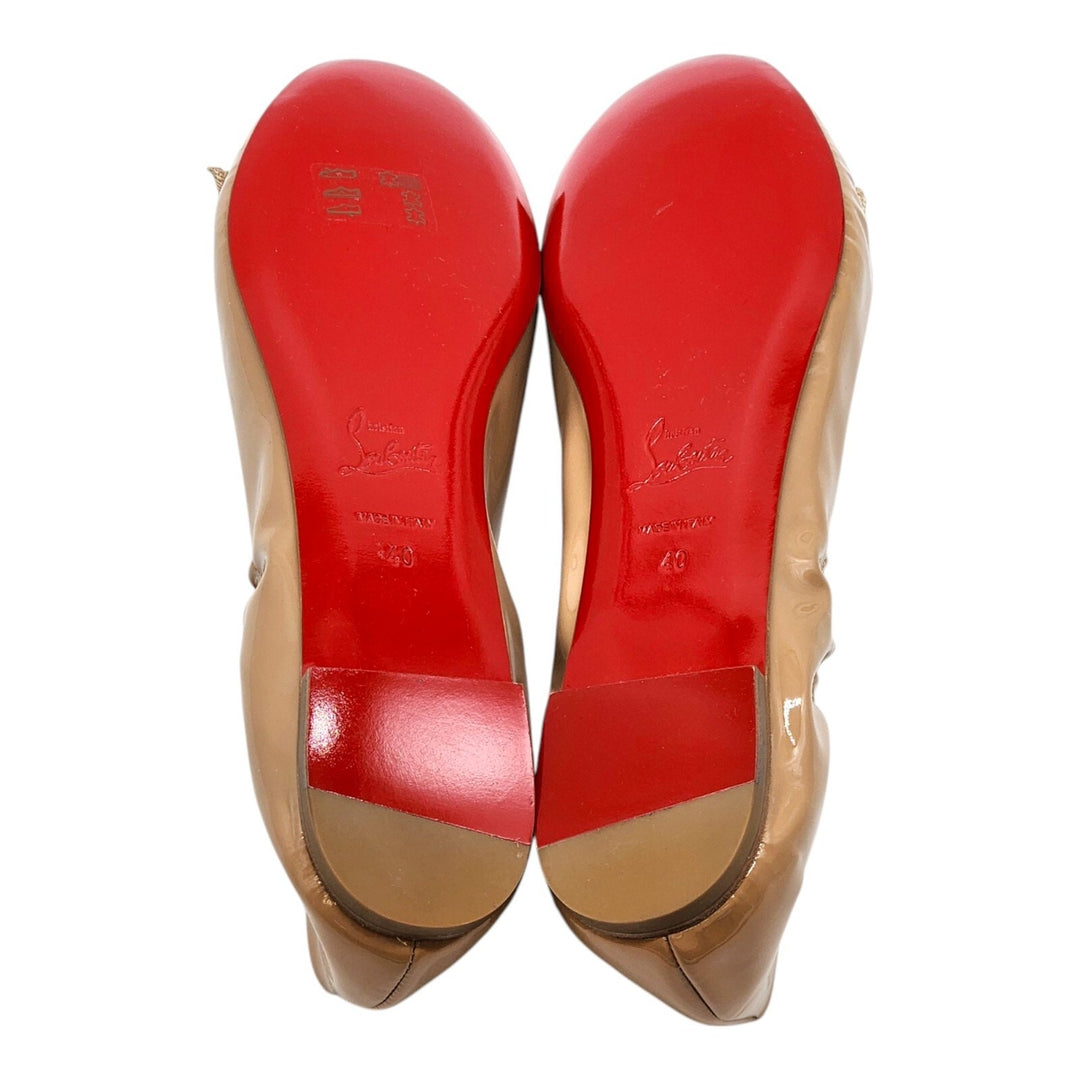 Christian Louboutin Gloriana Flat Patent Leather Ballet Flats Nude EU 40 US 9.5