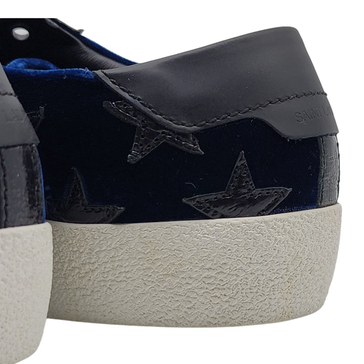 Saint Laurent Court Stars Velvet Sneakers 501610 Blue EU 41 US 8
