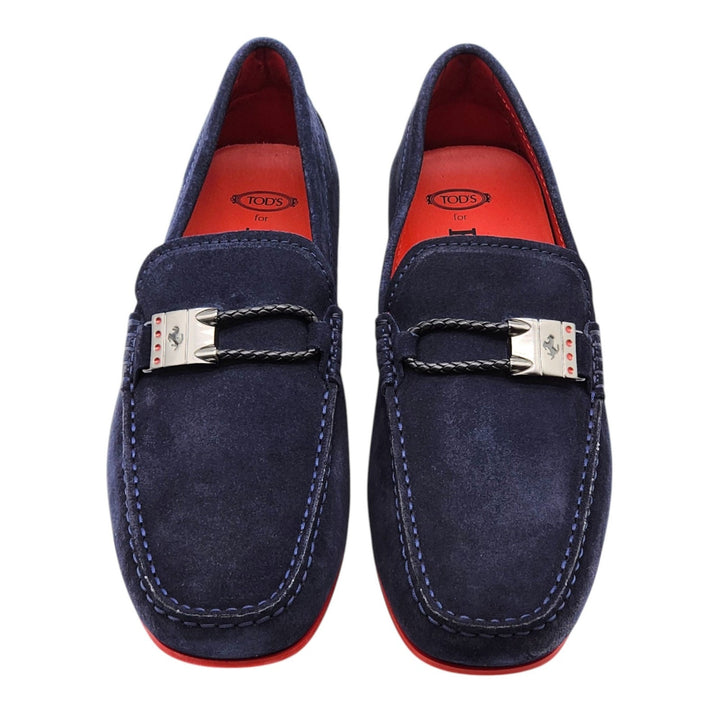 Tod’s for Ferrari Gommino Driving Suede Loafers Navy Blue UK 7 US 8.5