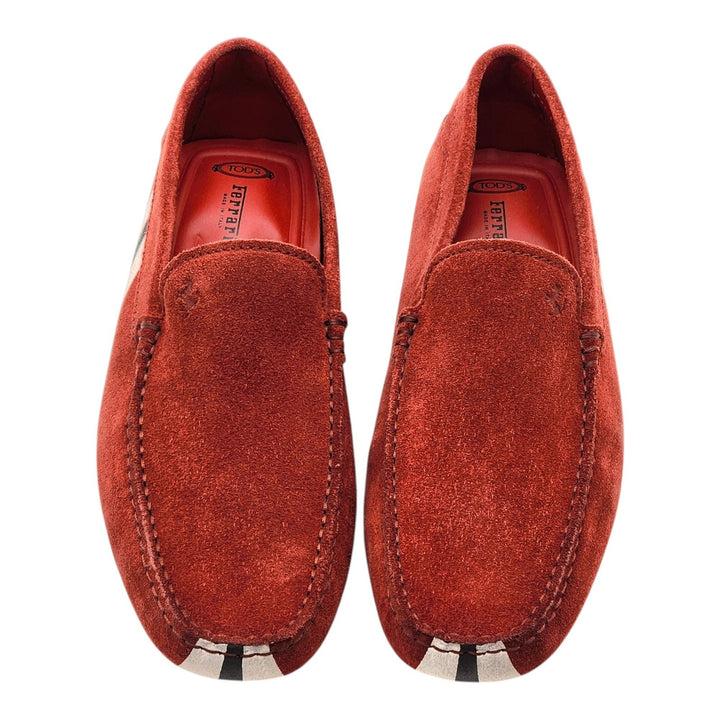 Tod’s for Ferrari Gommino Driving Suede Loafers Red UK 7 US 8.5