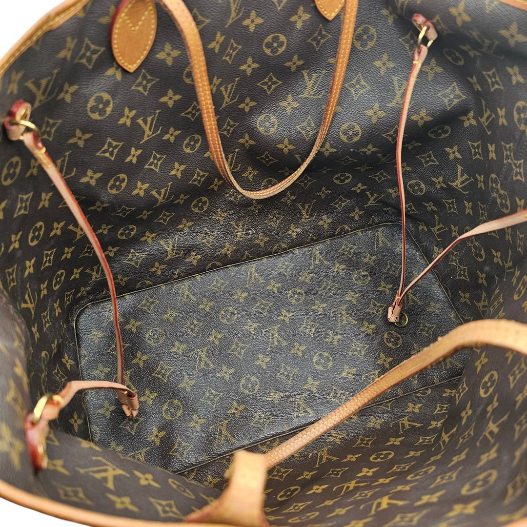 Louis Vuitton Neverfull MM Monogram Canvas Tote Bag Brown - Preowned