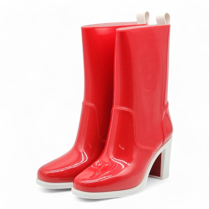 Christian Louboutin Loubirain Rubber Boots Red EU 39 US 8.5 - New