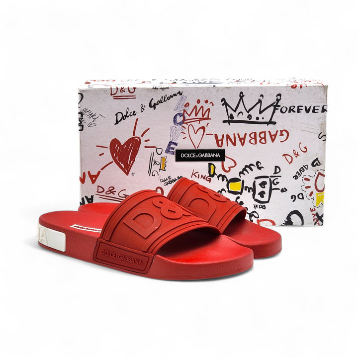 Dolce&Gabbana Saint Barth Rubber Pool Slides in Red EU 39 US 9