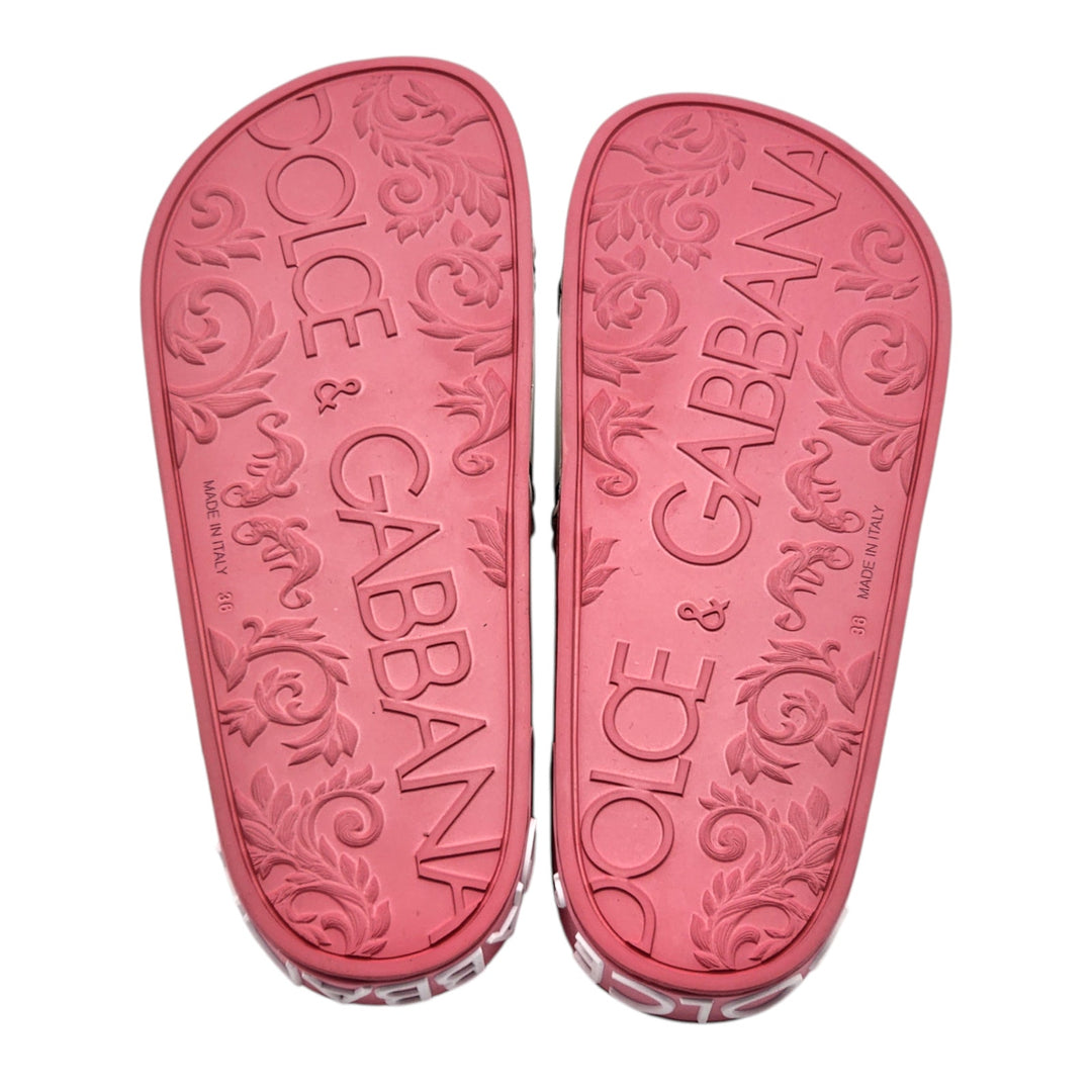 Dolce & Gabbana Logo Saint Barth Rubber Pool Slides Pink EU 36 US 6