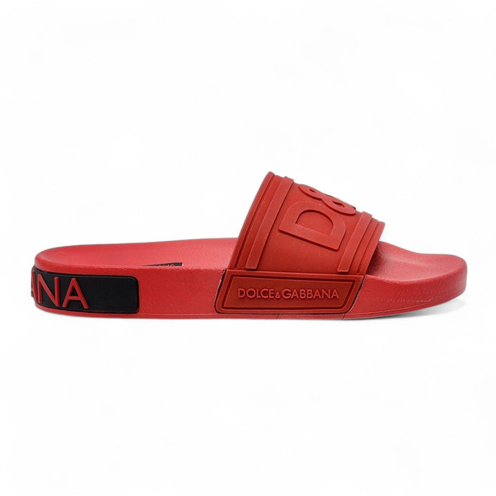Dolce & Gabbana Logo Saint Barth Rubber Pool Slides Red EU 39 US 9