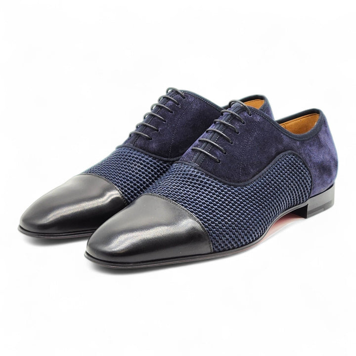 Christian Louboutin Greggo Leather and Suede Oxford Shoes Blue EU 42 US 9