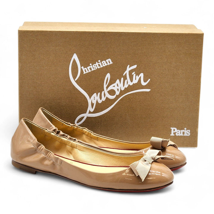 Christian Louboutin Gloriana Patent Leather Ballet Flats Nude EU 36.5 US 6