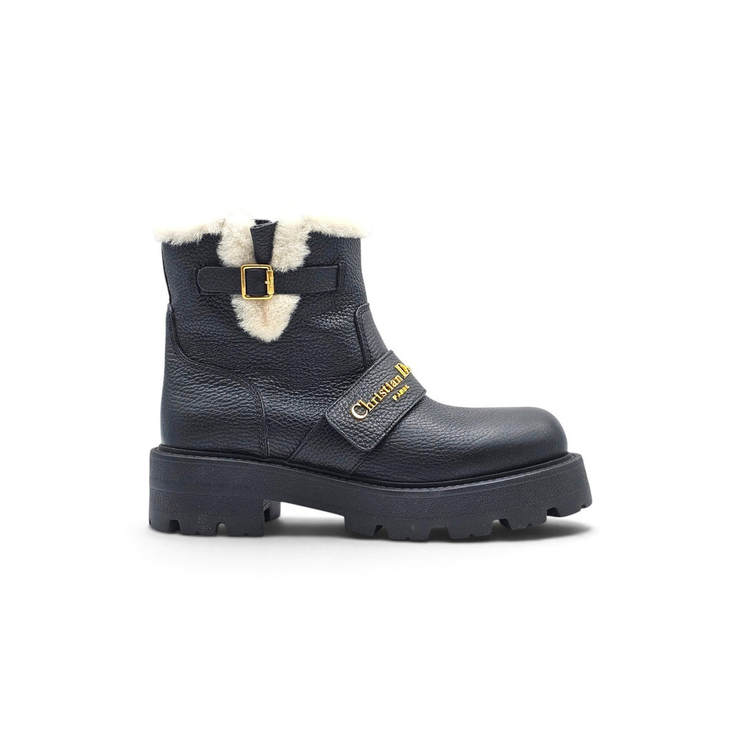 Christian Dior D-Quest Alps Black Leather Shearling Boots EU 36 US 6 NWOB $1800