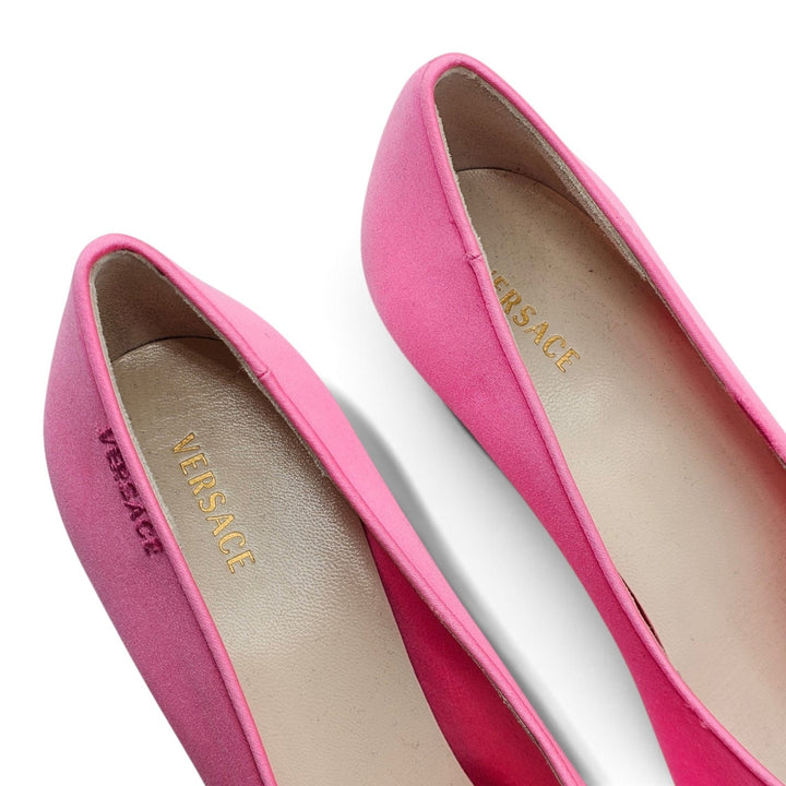 Versace Tina 65mm Medusa Pink Satin Pointed Toe Pumps EU 37 US 7 - NWB $925