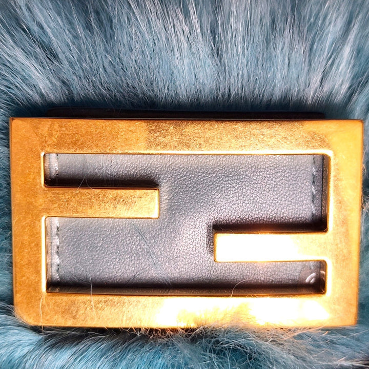Fendi Baguette Waist Bag Fanny Pack Shearling Fur and Leather in Blue