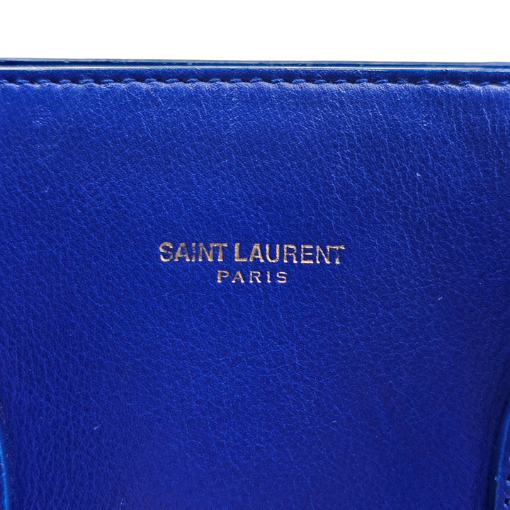 Saint Laurent Sac de Jour Medium Blue Leather Tote Bag with strap