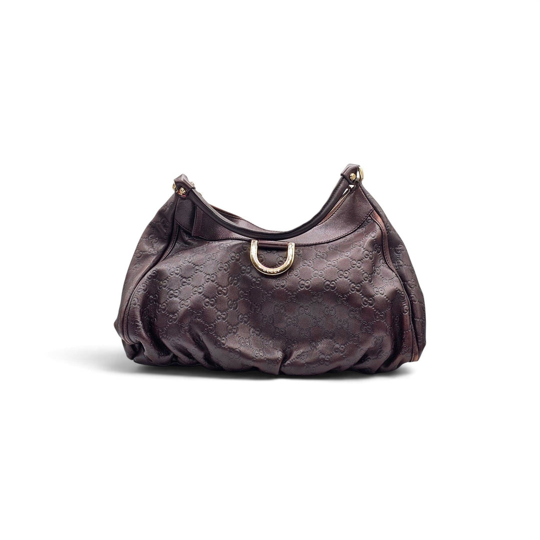 Gucci Abbey D-Ring Guccissima Leather Brown Hobo Shoulder Bag 189833 - Preowned
