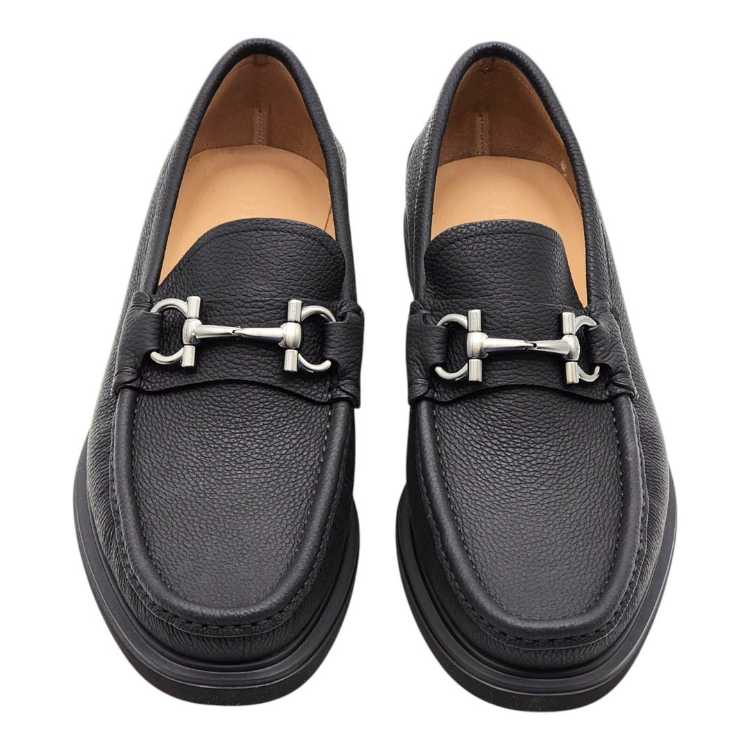 Salvatore Ferragamo Glasgow Calfskin Leather Loafers Black 7.5 EE US 8.5
