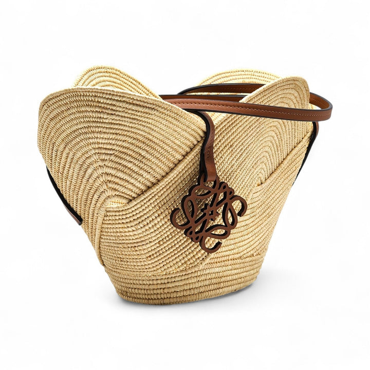 Loewe x Paula’s Ibiza Petal Anagram Natural Raffia Basket Tote Bag Beige - New