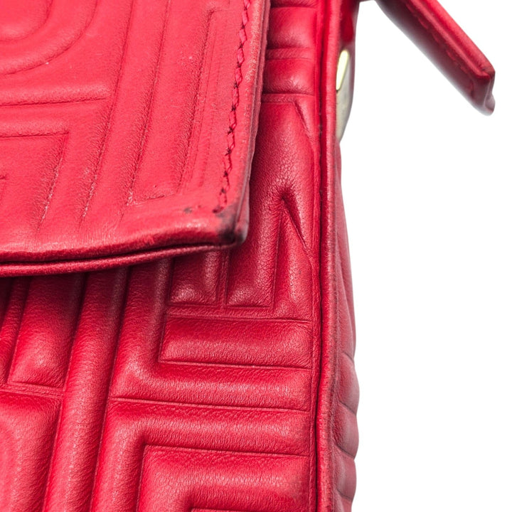 Fendi Monogram Mama Baguette Leather Shoulder Bag in Red