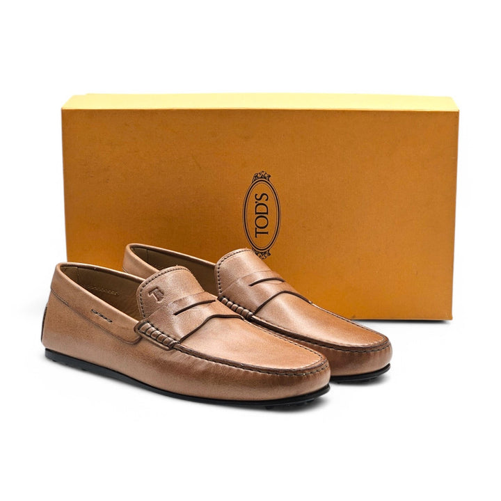 Tod's City Gommino Driving Leather Loafers Brown Size 7 US 8.5 - New $695