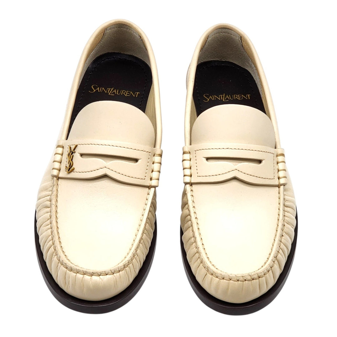 Saint Laurent Le Loafer YSL Monogram Leather Loafers White EU 40 US 10