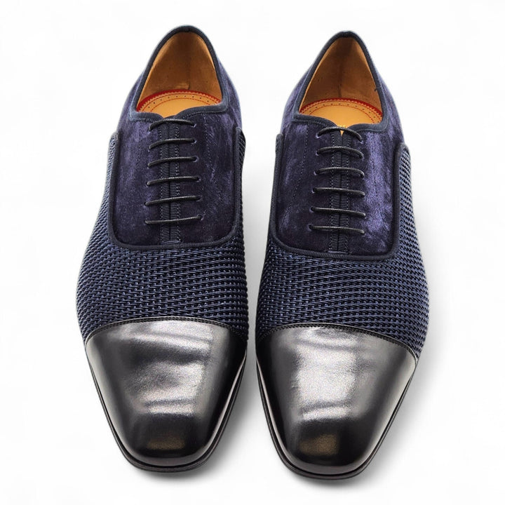 Christian Louboutin Greggo Leather and Suede Oxford Shoes Blue EU 42 / US 9