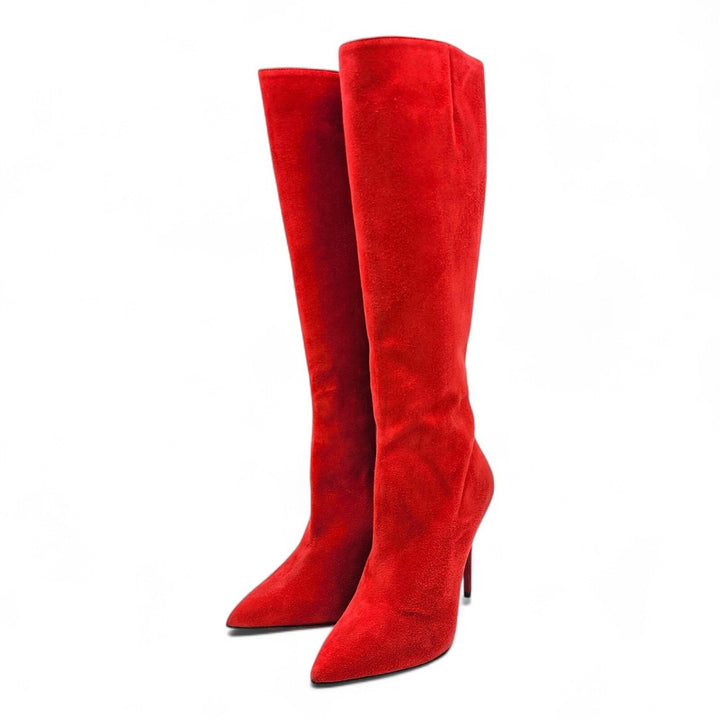 Christian Louboutin Armurabotta Suede Knee-High Boots Red EU 38 US 7.5