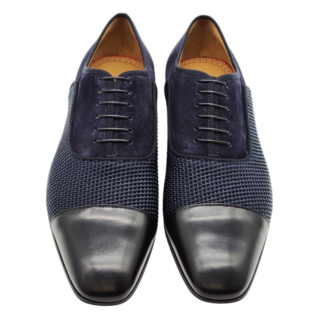 Christian Louboutin Greggo Leather and Suede Oxford Shoes Blue EU 43 US 10