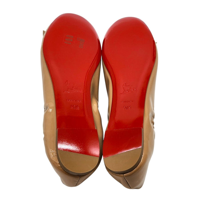 Christian Louboutin Gloriana Flat Patent Leather Ballet Flats Nude EU 40.5 US 10