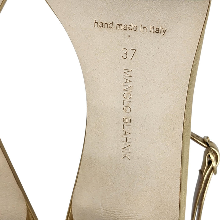 Manolo Blahnik Chaos Metallic Leather Sandals Size EU 37 US 6.5 - NWB $945