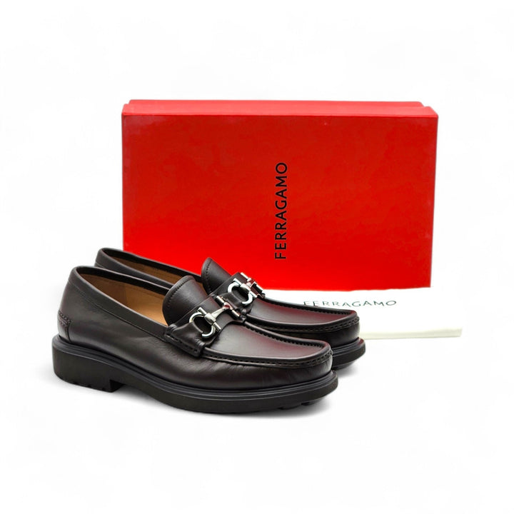 Salvatore Ferragamo Glasgow Calf Leather Loafers Brown UK 10.5 EE US 11.5