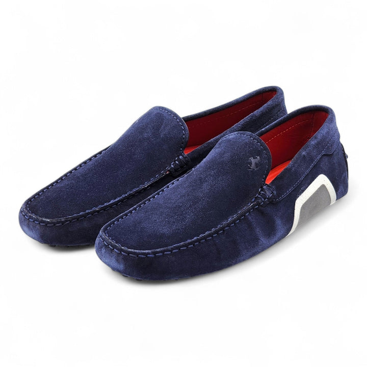 Tod’s for Ferrari Gommino Driving Suede Loafers Blue UK 7 US 8.5