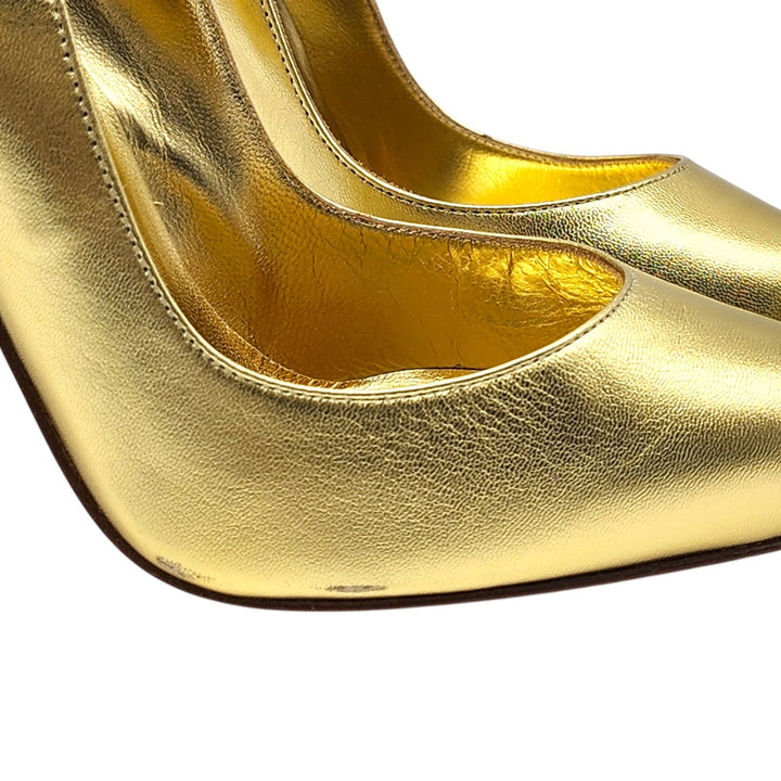 Christian Louboutin Hot Chick Patent Leather Pumps Metallic Gold EU 39 US 8.5