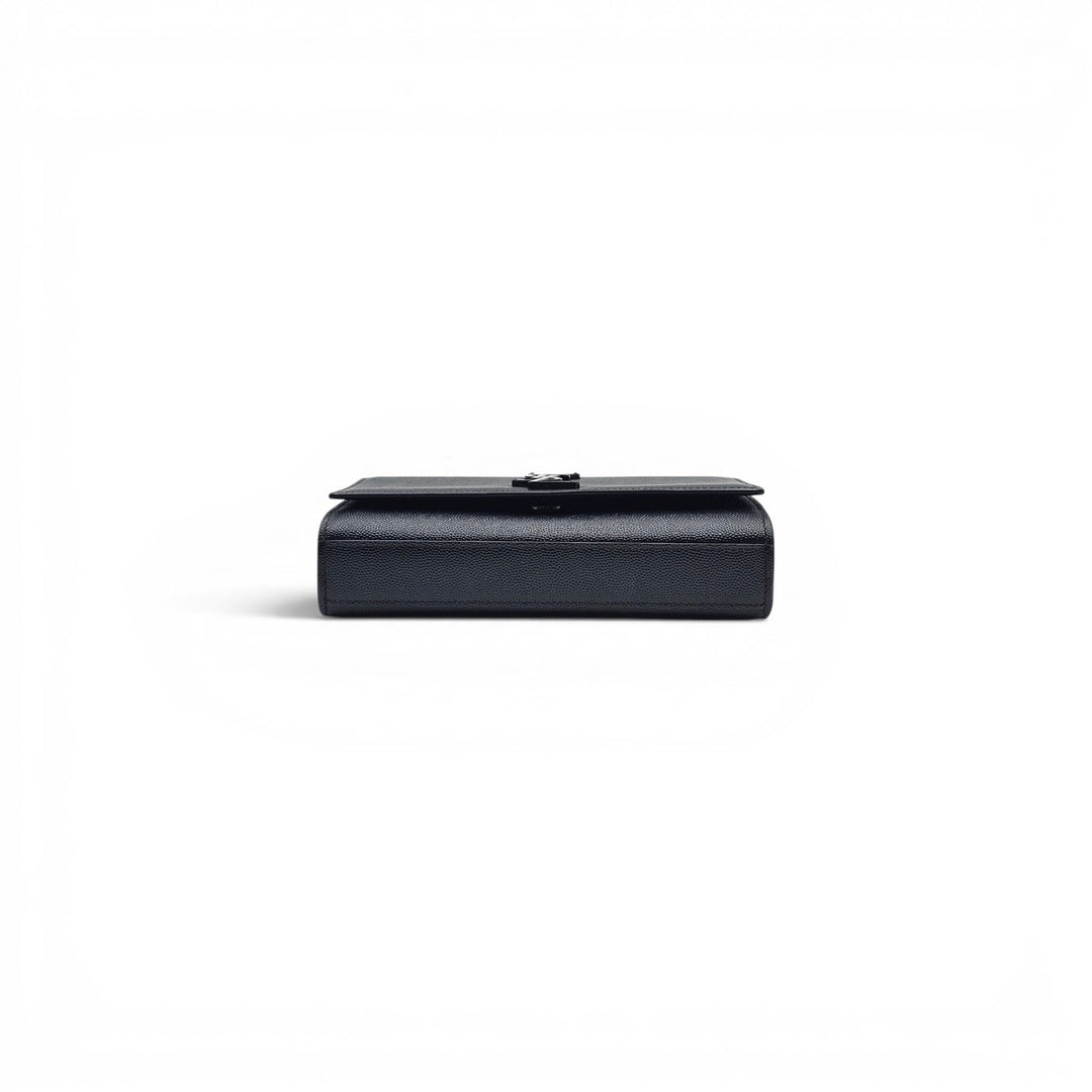 Saint Laurent Small Kate Grain de Poudre Pebbled Leather Shoulder Bag Black