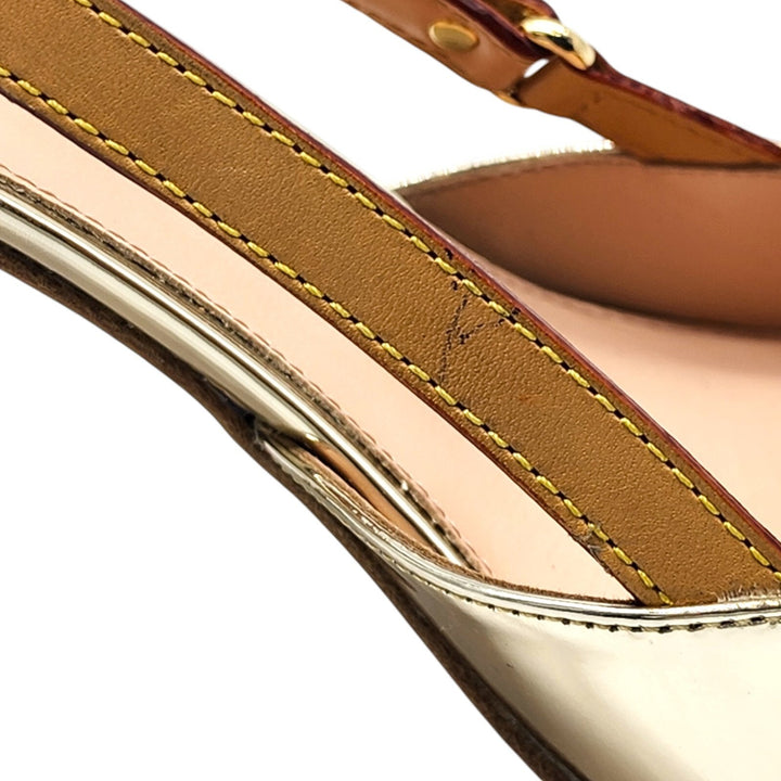 Louis Vuitton Metallic Gold Leather Slingback Pumps EU 39 US 8.5