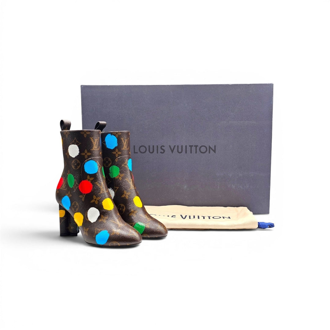 Louis Vuitton x Yayoi Kusama Monogram Dots Coated Ankle Boots EU 35 US 5 - NWB