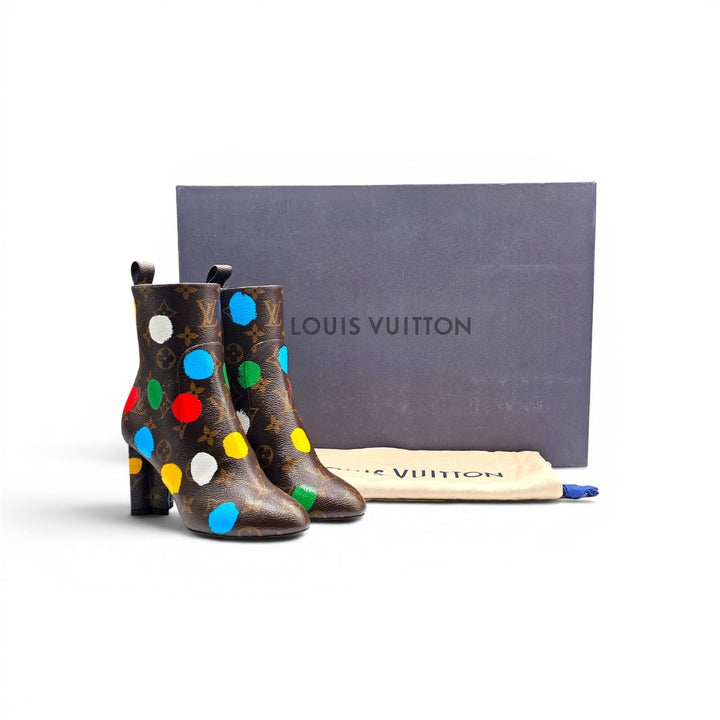 Louis Vuitton x Yayoi Kusama Monogram Dots Coated Ankle Boots EU 35 US 5 - NWB