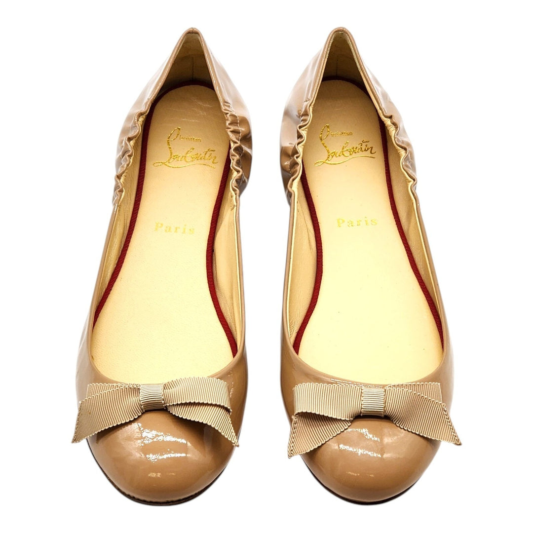 Christian Louboutin Gloriana Flat Patent Leather Ballet Flats Nude EU 42 US 11.5