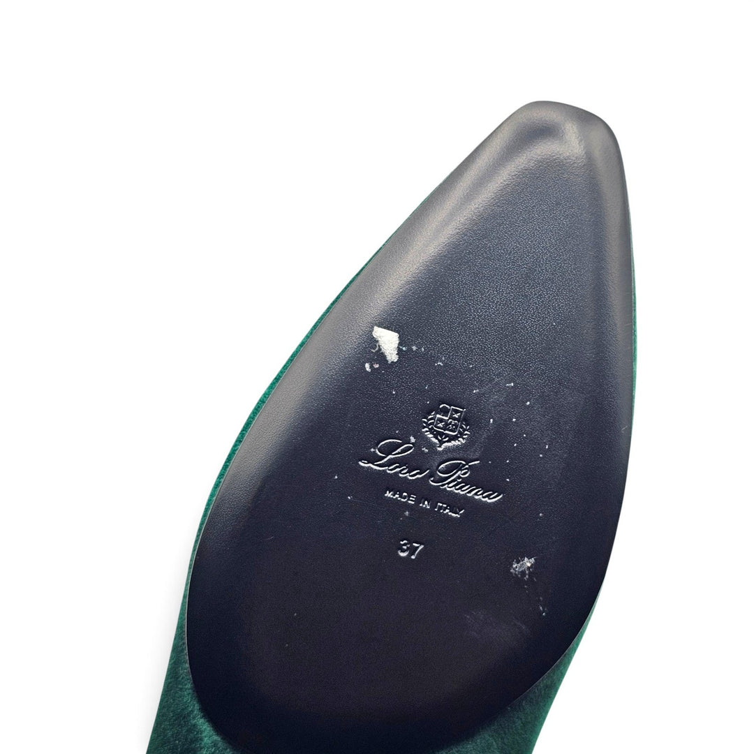 Loro Piana Primula Suede Mapo Green Ballet Flats EU 37 US 7 Women - NWOB $1185