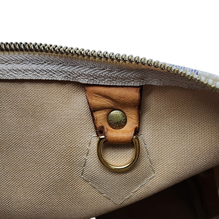 Louis Vuitton Speedy 30 Damier Azur Boston Handbag Purse with lock and key