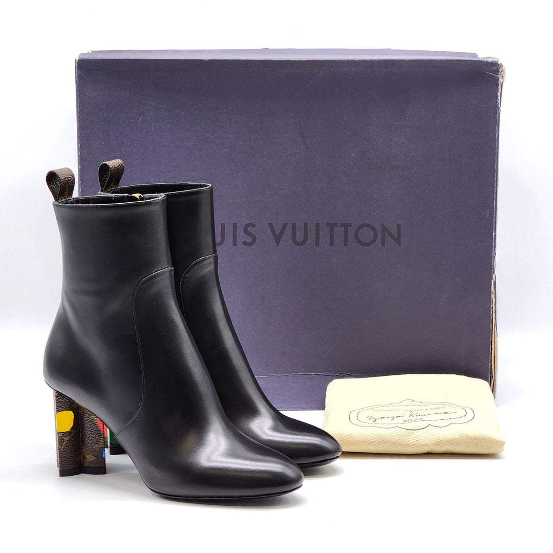 Louis Vuitton x Yayoi Kusama Ankle Leather Boots Black Monogram EU 35 US 5 - New