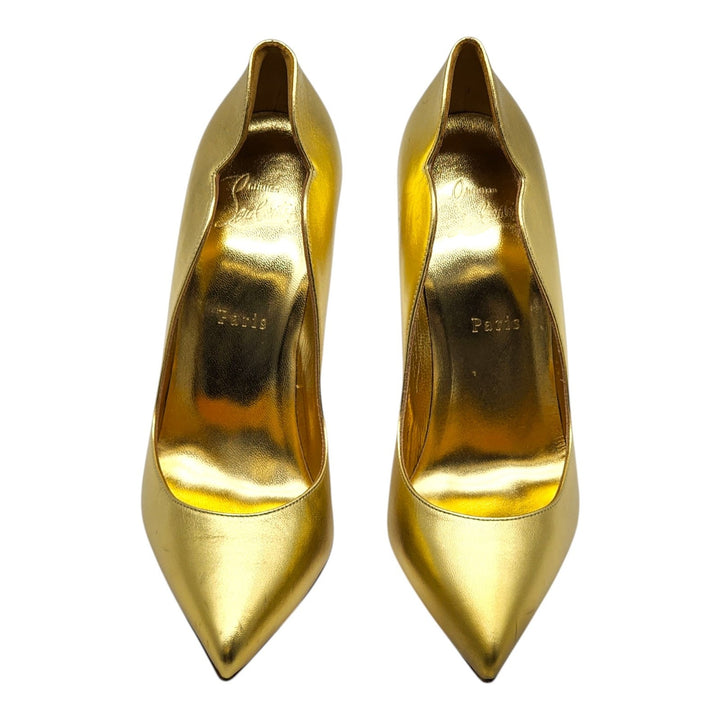 Christian Louboutin Hot Chick Patent Leather Pumps Metallic Gold EU 39 US 8.5