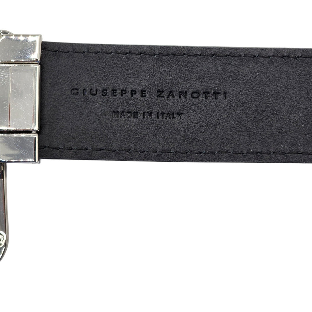 Giuseppe Zanotti Logo Crocodile Leather Belt Silver One Size