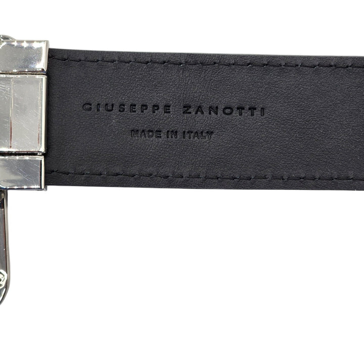 Giuseppe Zanotti Logo Crocodile Leather Belt Silver One Size