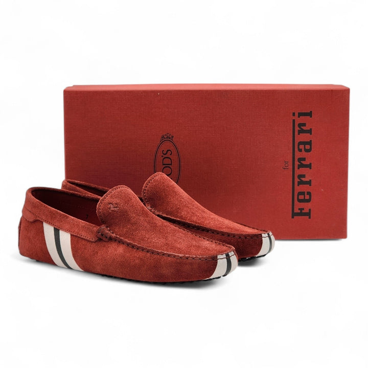 Tod’s for Ferrari Suede Gommino Driving Loafers Red UK 7 US 8