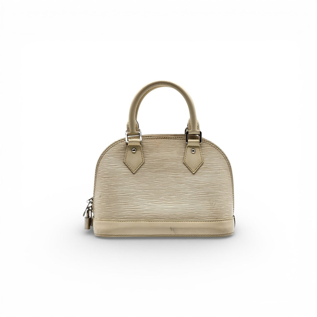 Louis Vuitton Alma BB Epi Leather Top Handle Bag Handbag Ivory Off-White