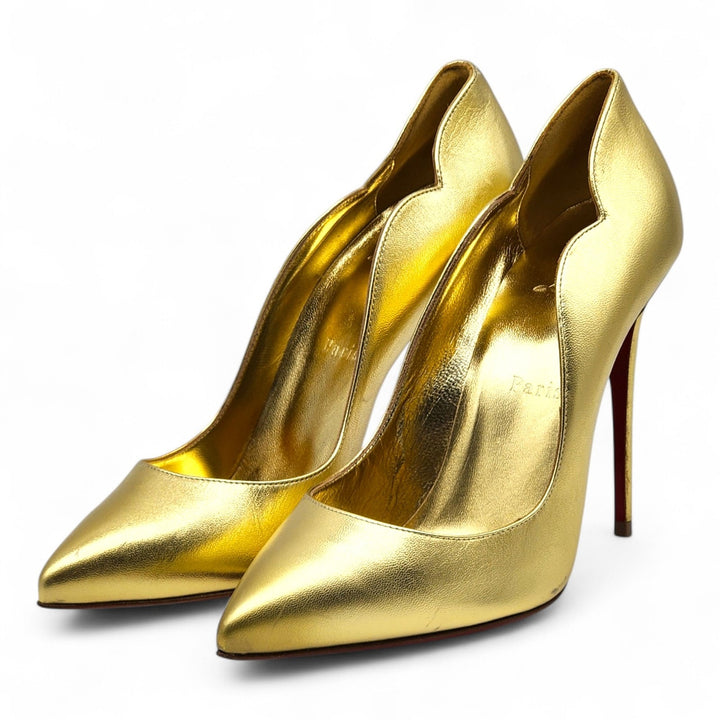 Christian Louboutin Hot Chick Patent Leather Pumps Metallic Gold EU 39 US 8.5