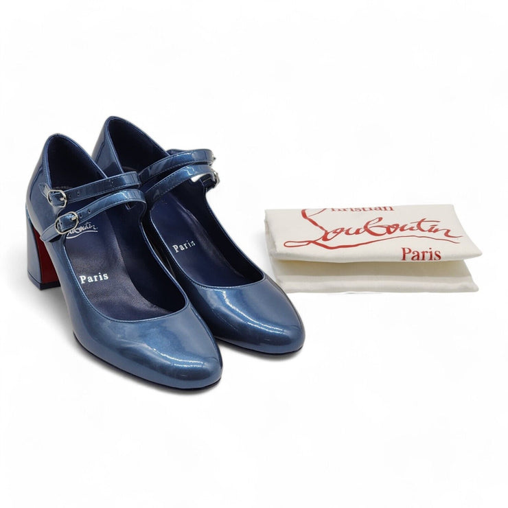 Christian Louboutin Miss Jane Pumps 55mm - Leather - Blue - 35.5