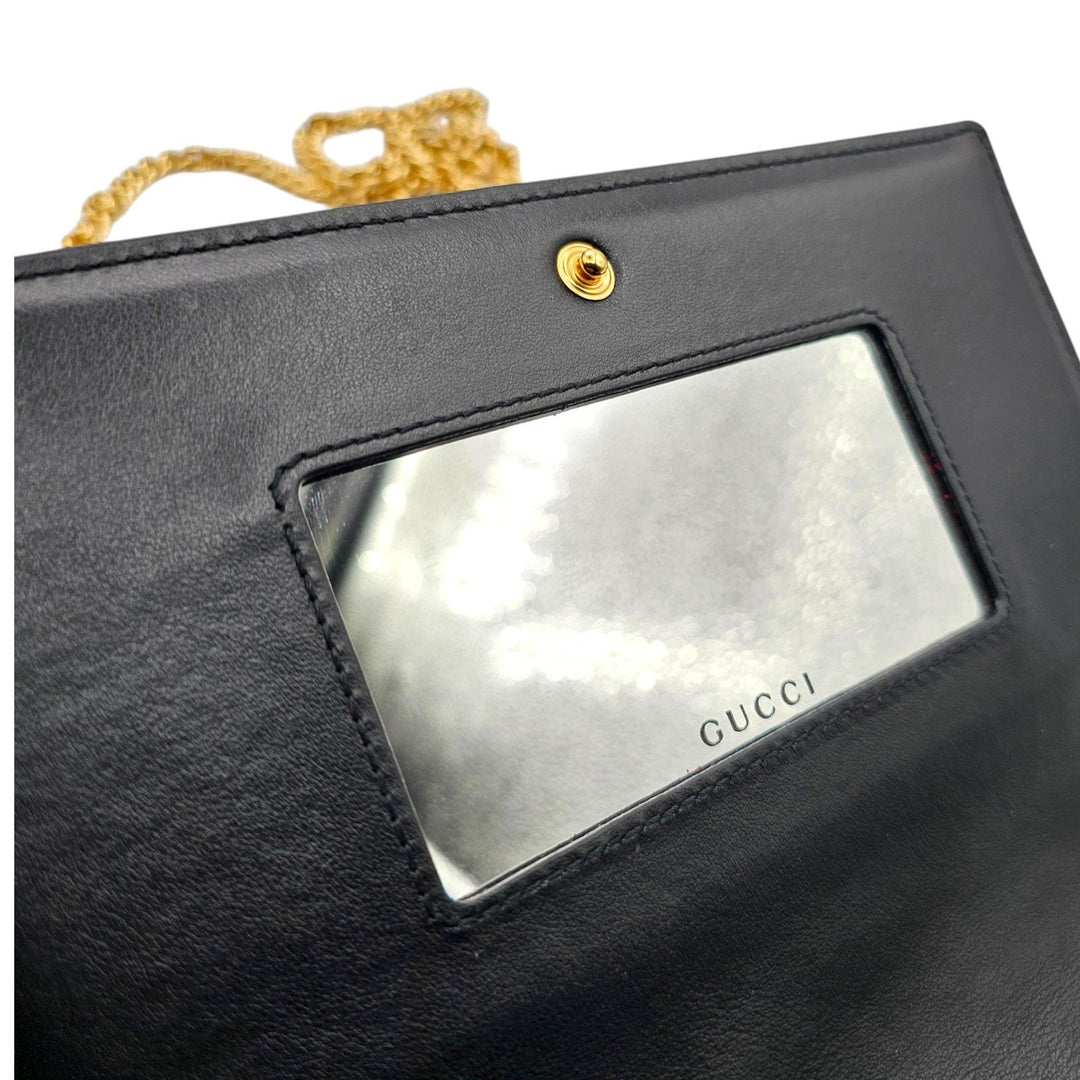 Gucci GG Marmont Leather Wallet on Chain WOC Shoulder Bag in Black
